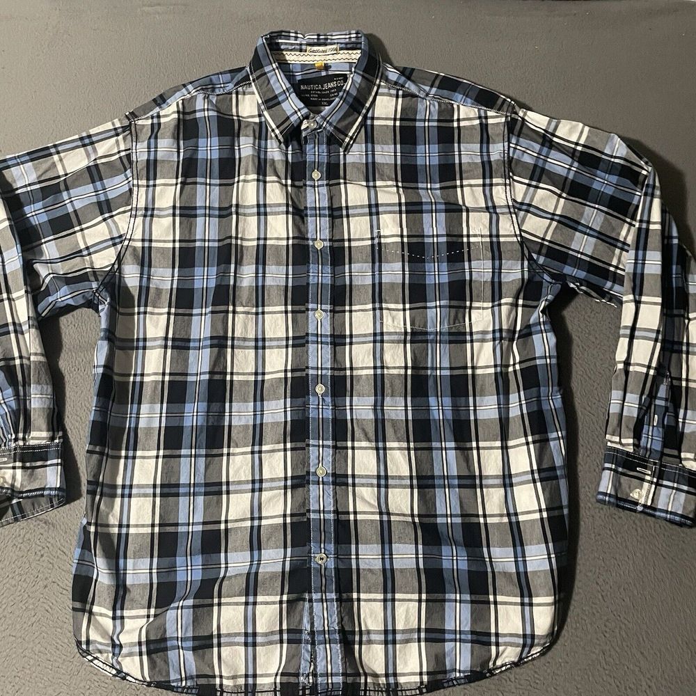 Nautica Shirt Adult Man Size XX Large‎ Button Up Casual Long Sleeve Shirt